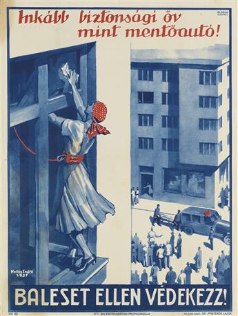 VARIOUS ARTISTS. [HUNGARIAN WORK SAFETY.] Group of 26 posters. Each 24x18 inches, 63x47 cm. Athaneum, Budapest.